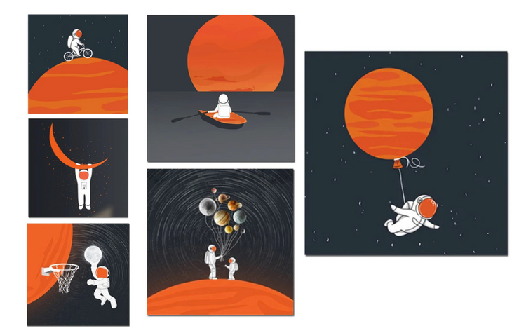 Affiche illustration astronaute