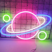 Astronaut Sitting on The Planet LED Neon Sign Light Wall Bedroom House Game Room Decor Planet Sign Spaceship for Kids Teens Gift