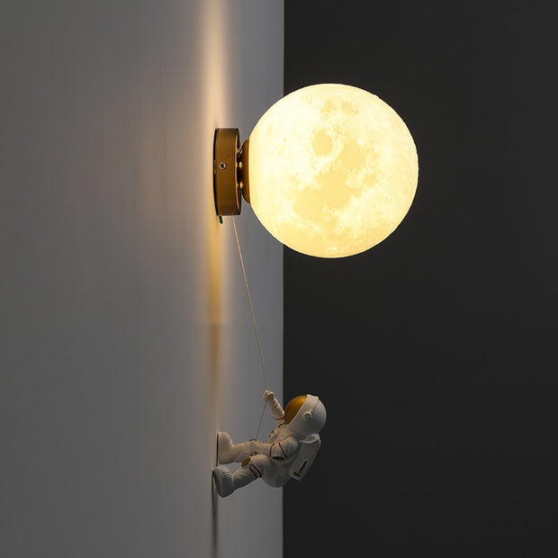 Modern Round Moon Wall Lamp For Living Room Bedroom Children's Room Bedside Decor Wall Sconce Nordic Astronaut Model Wall Light