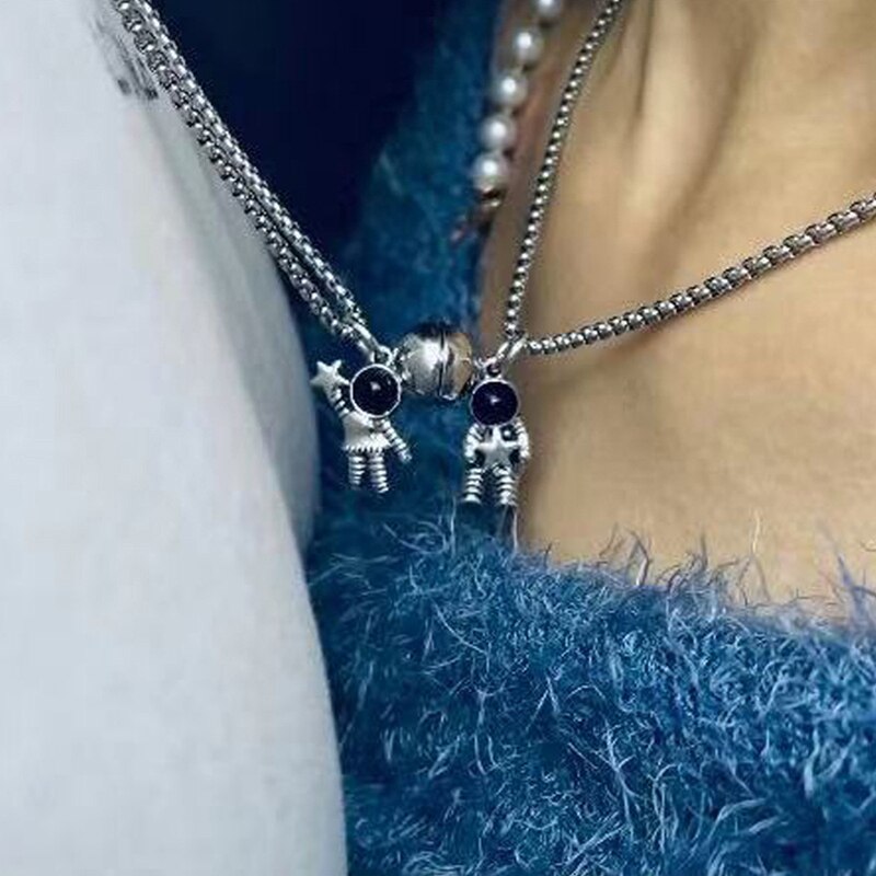 Collier couple Astronautes aimantés