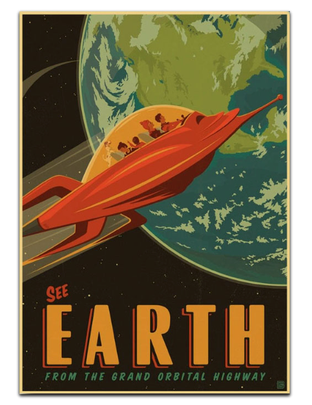 Affiche voyage rétro Terre