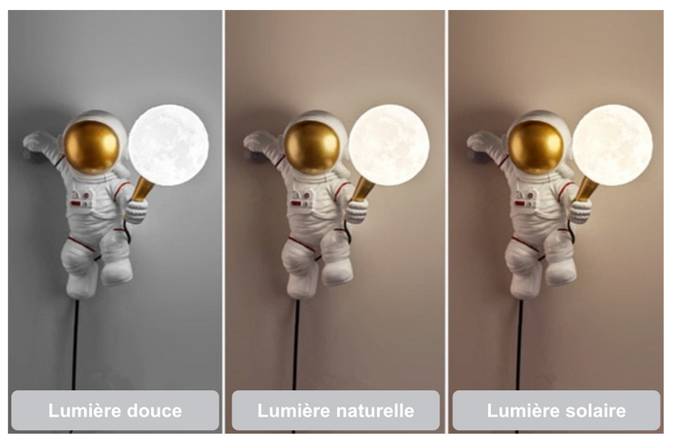 Applique Murale Enfant avec Interrupteur et câble, Astronaute
