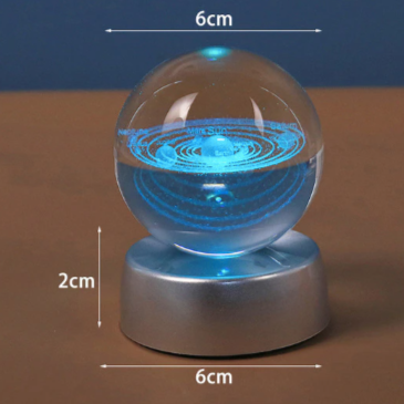 3D Boule de cristal Planète de cristal Laser Gravé Système solaire