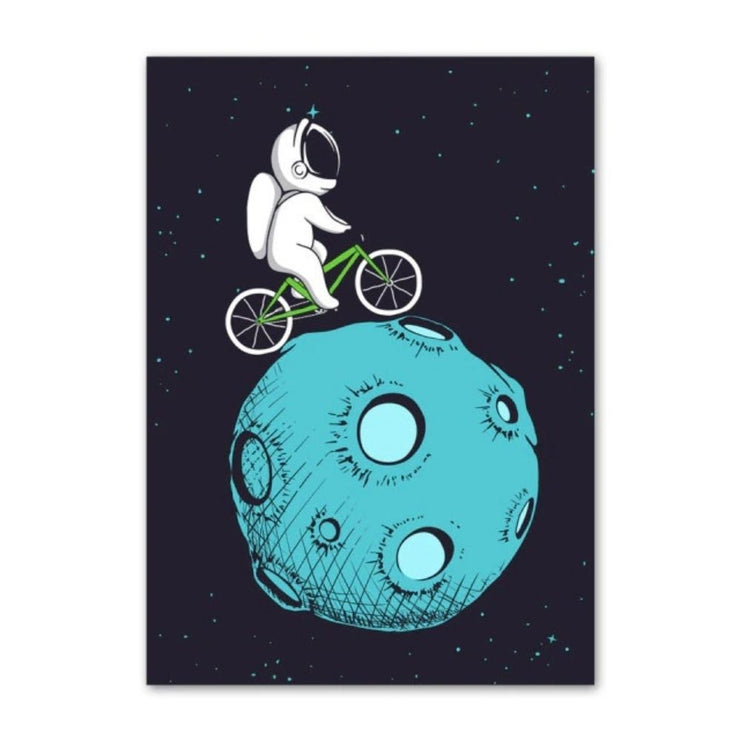 Affiche petit astronaute en vélo