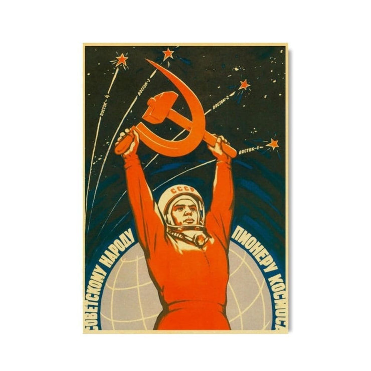 Affiche propagande cosmonaute soviétique