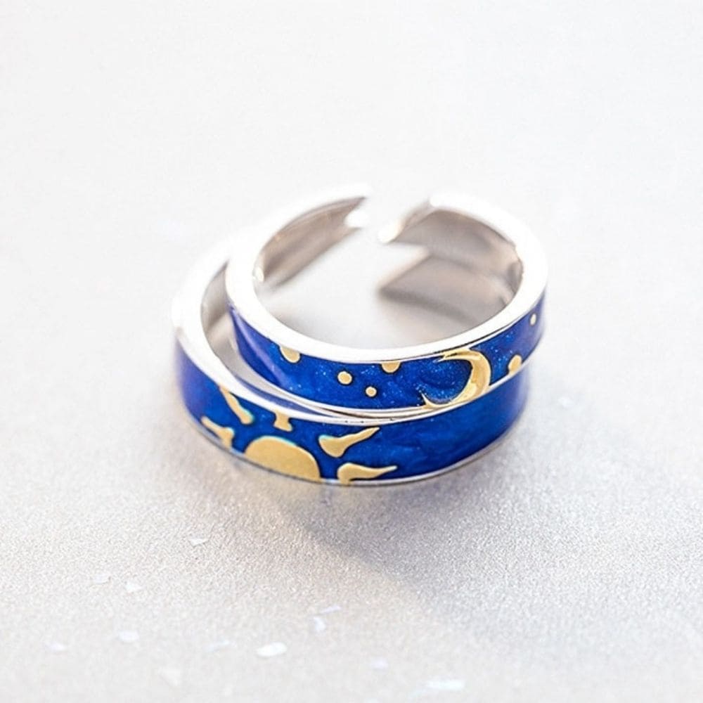 Bague Soleil et Lune Bleu