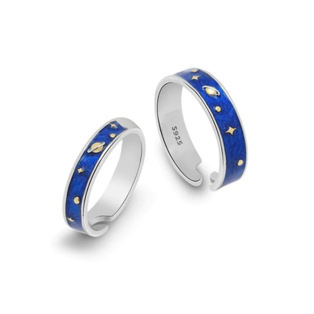 Bague Couple Saturne Bleue