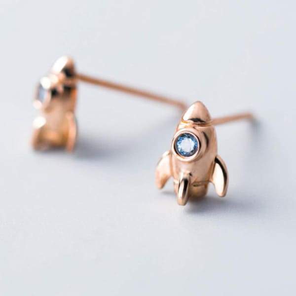 Boucle d'Oreilles Fusée Argentée | Espace Stellaire