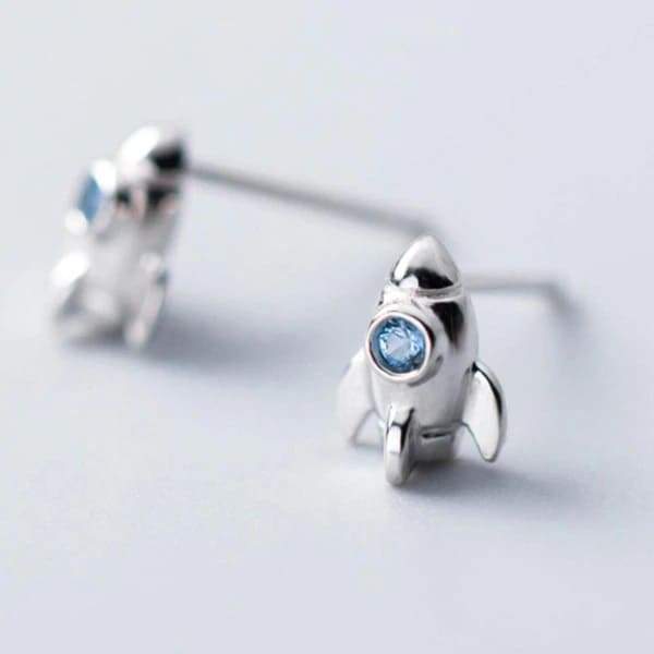 Boucle d'oreilles Fusée en argent | Espace Stellaire