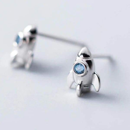 Boucle d'oreilles Fusée en argent | Espace Stellaire