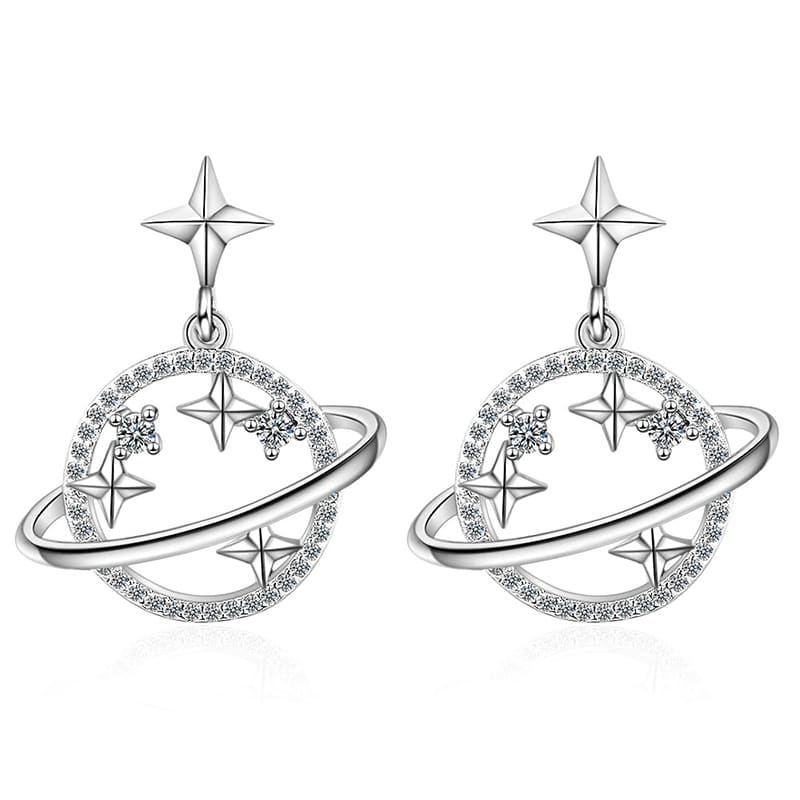 Boucles d'oreilles Saturne en Argent