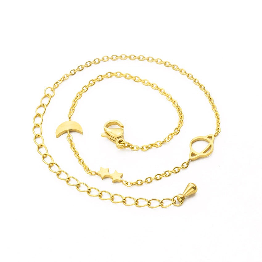 Bracelet Lune Étoile et Planète argenté et doré - Espace Stellaire