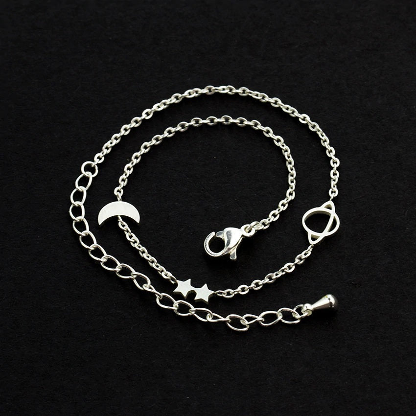 Bracelet Lune Étoile et Planète argenté et doré - Espace Stellaire