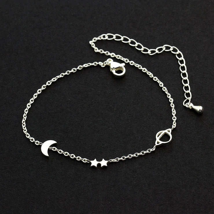 Bracelet minimaliste Planète, Étoile et Lune