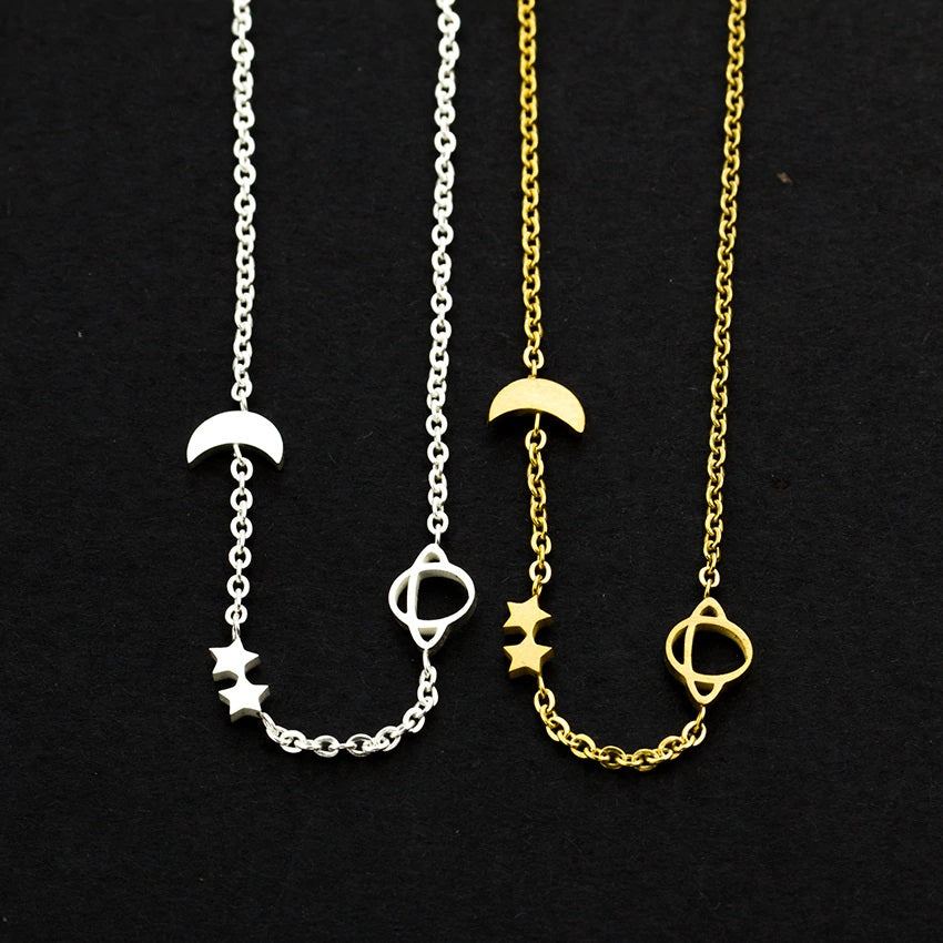 Bracelet minimaliste Planète, Étoile et Lune