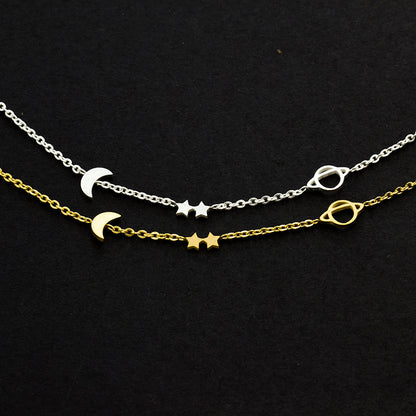 Bracelet minimaliste Planète, Étoile et Lune