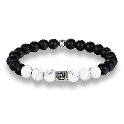 Bracelet Signes du Zodiaque en pierres noires et blanches - Espace Stellaire