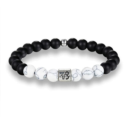 Bracelet Signes du Zodiaque en pierres noires et blanches - Espace Stellaire