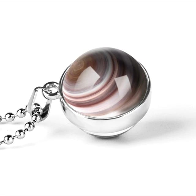 Collier Planète Saturne en Verre