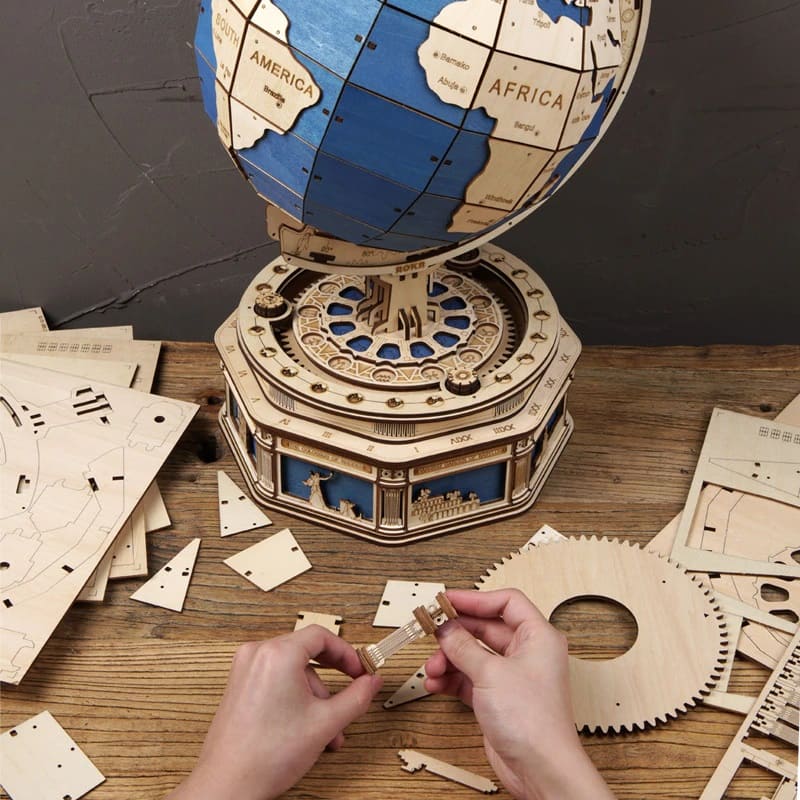 Globe Terrestre puzzle 3D en bois