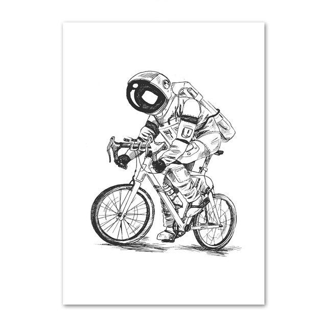 Poster Astronaute à Vélo