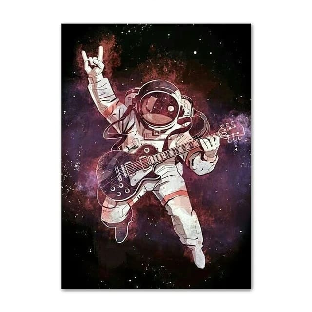 Poster Astronaute Tenant une Guitare | Espace Stellaire