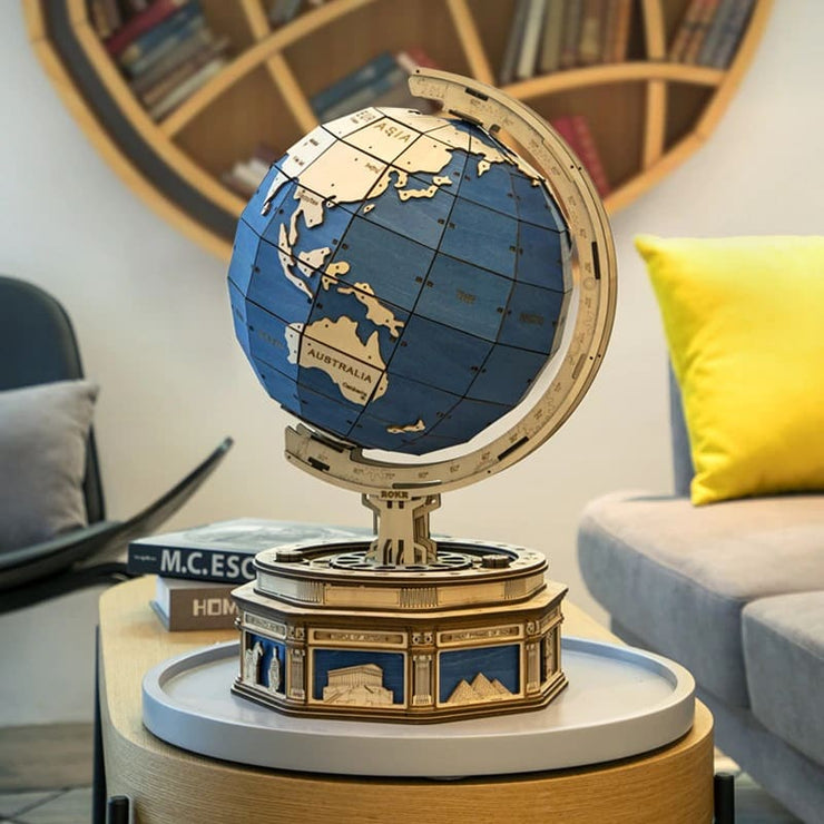 Globe Terrestre puzzle 3D en bois